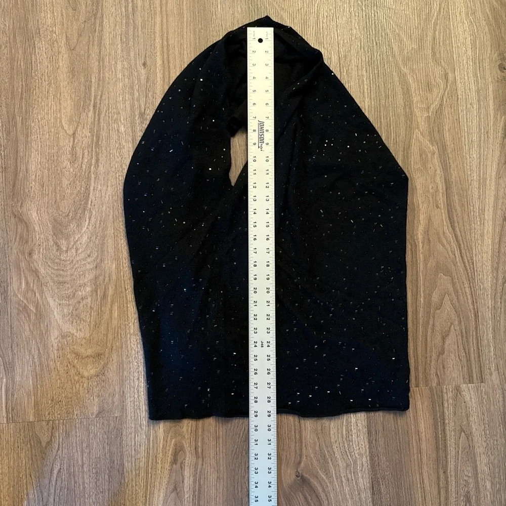 InCashmere Asymmetrical Rhinestone Drape Topper in Black